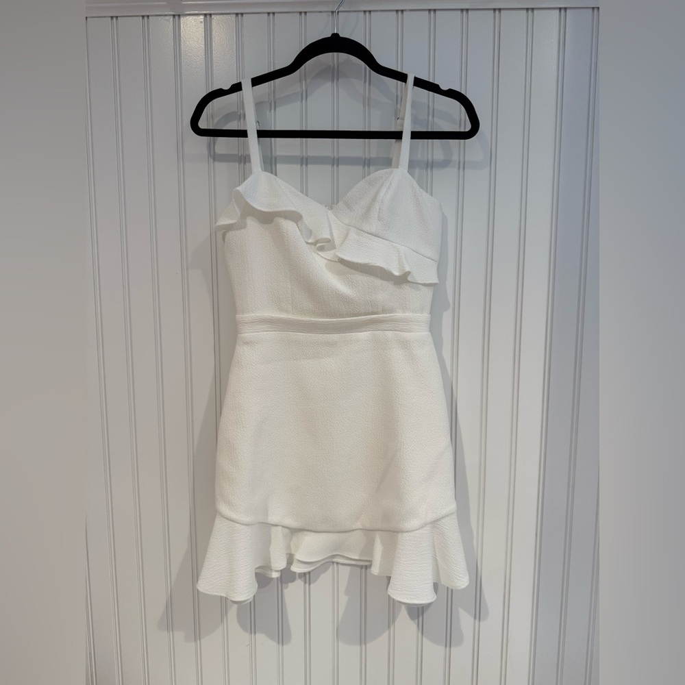 Black Halo White Ruffle Dress